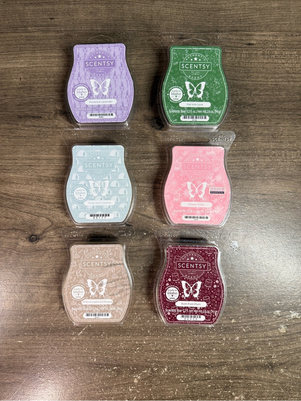 Scentsy Wax Bars Lot 6 BBMB Retired Flower Child Rum Pum Plum Fall Into Love